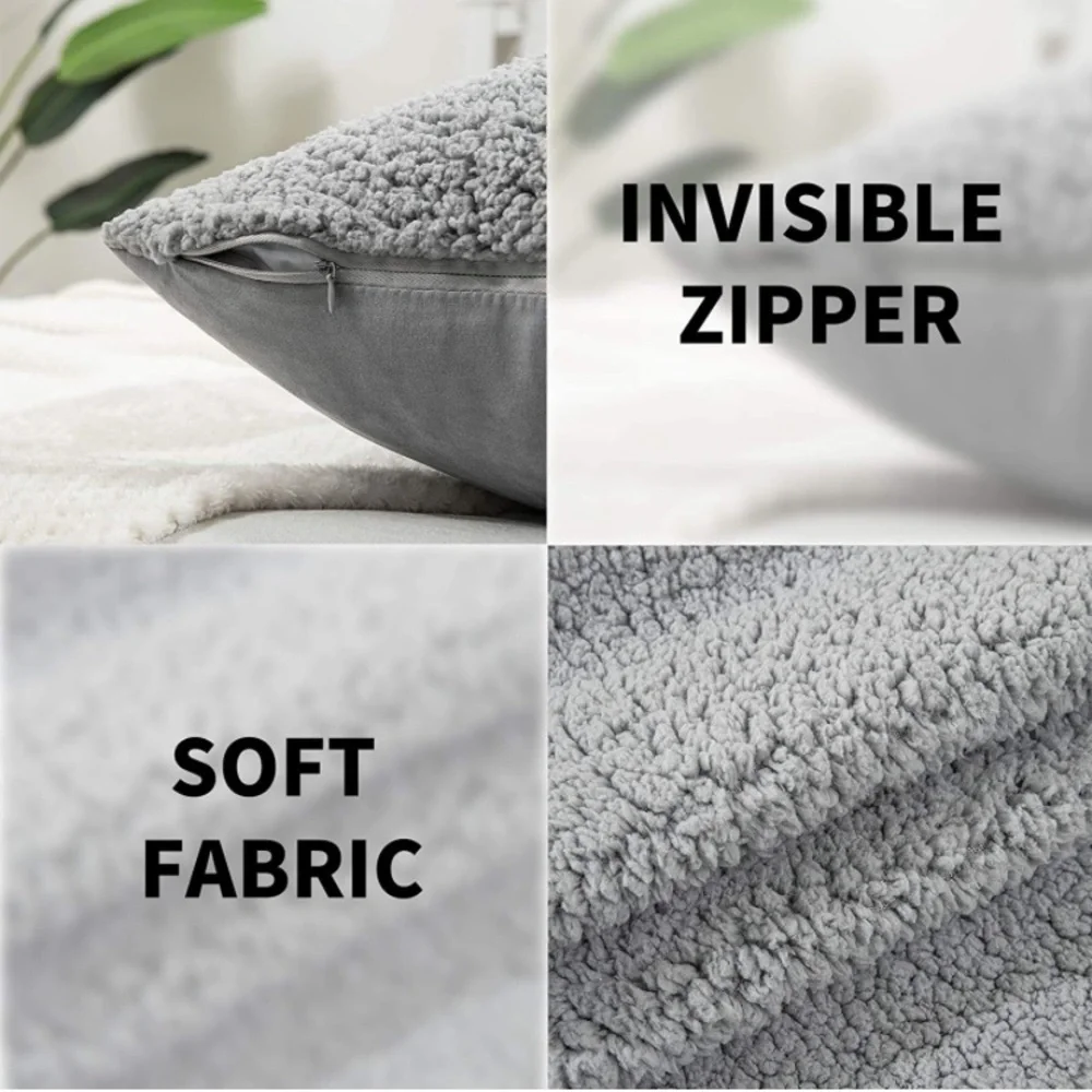 Luxury Home | Cozy Chic Soft Grey Plush Faux Fur Body Pillow Cover